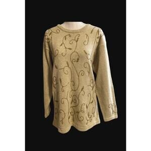 Vintage Fitting Image Sweater Womens Size 18/20  Gold With Gold Sparkle Holidays